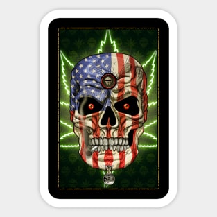 American Skull Weed Sticker